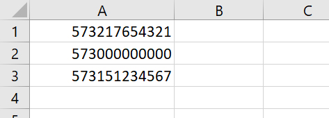 Ejemplo de archivo Excel para cargar números
