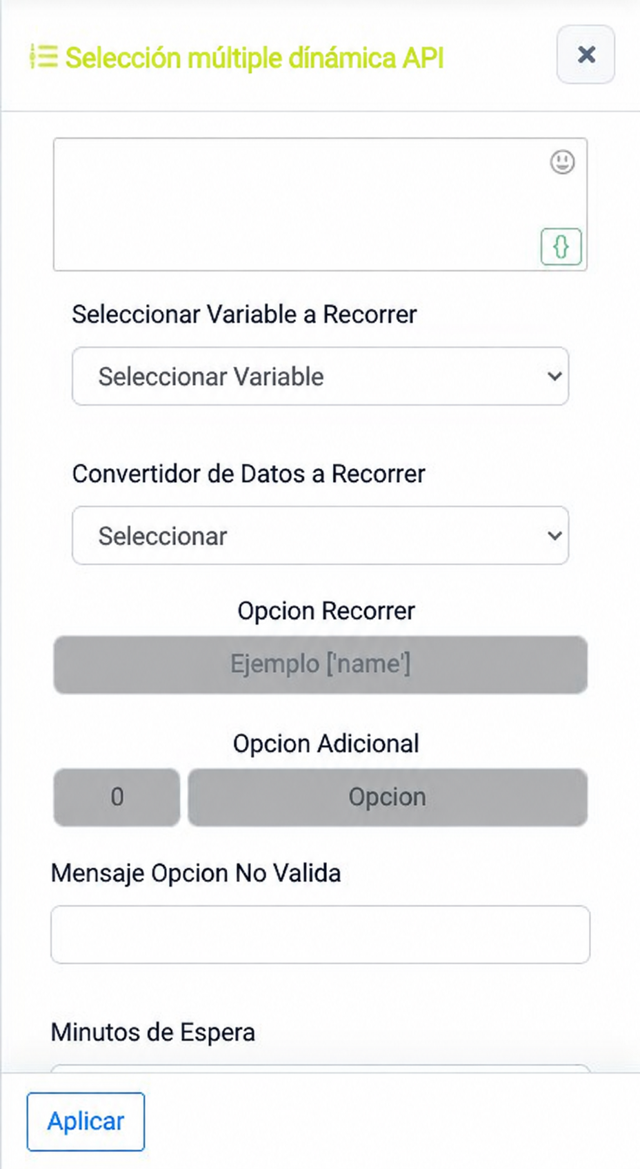 Captura de configuración del widget en Chatbot Designer