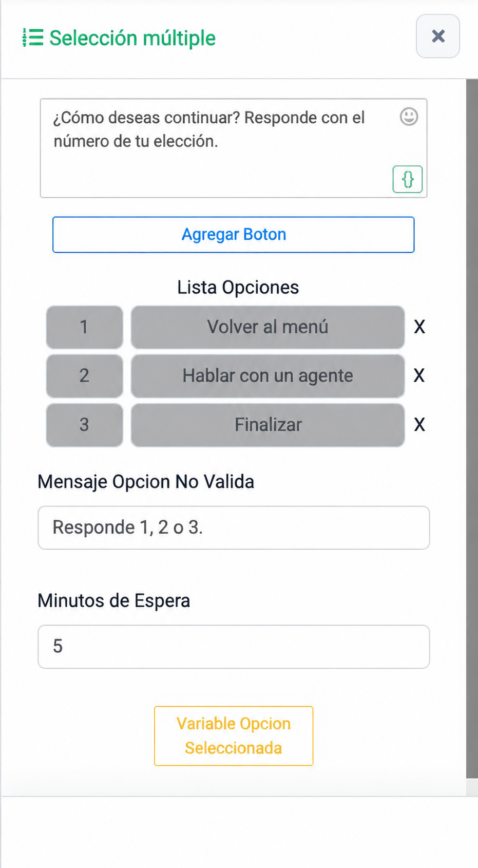 Captura de configuración del widget en Chatbot Designer